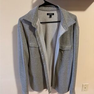 Express Gray Button-Up Shirt